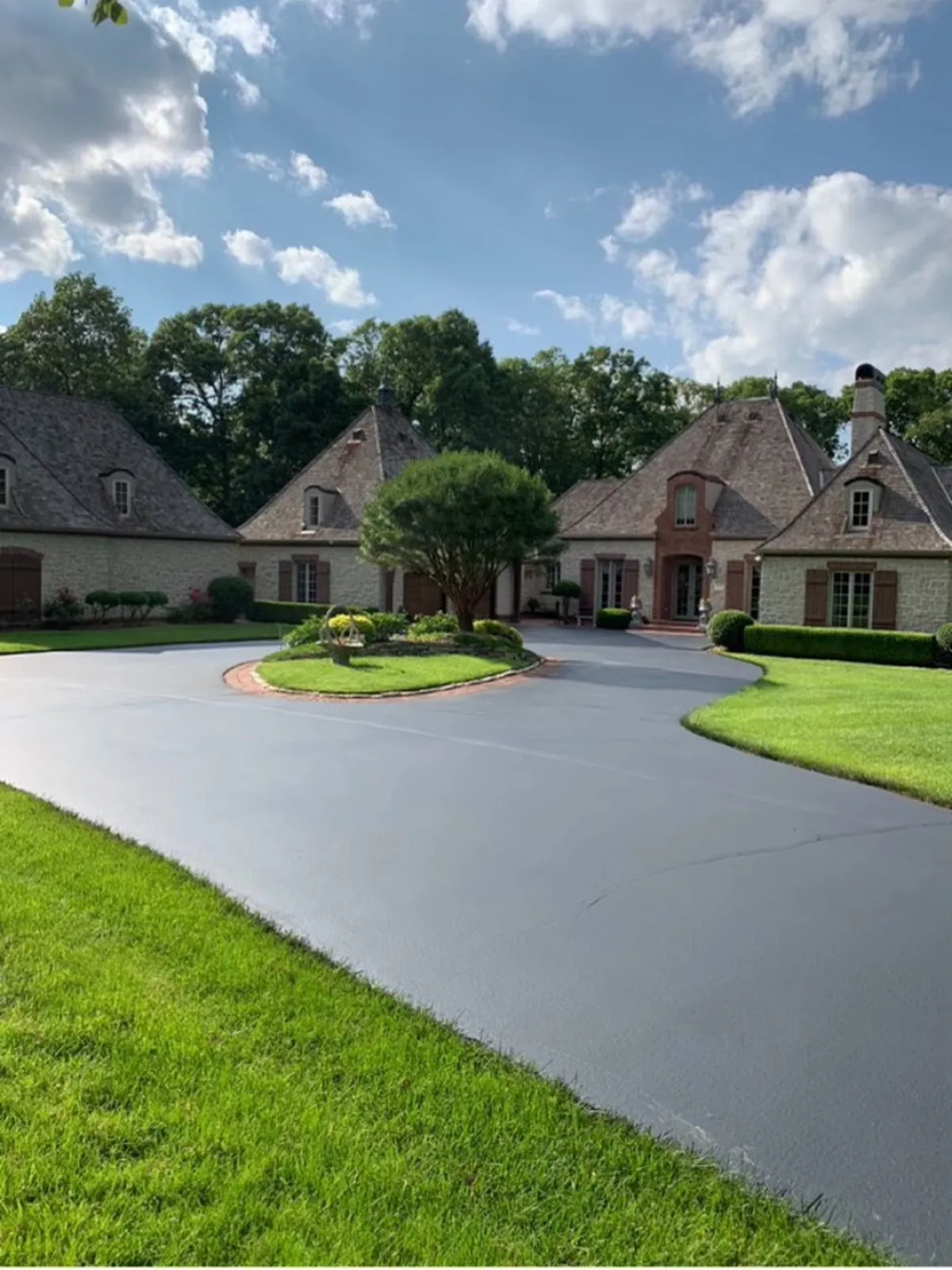 Stone-mansion estate asphalt driveway paved by All County Paving in northwest NJ